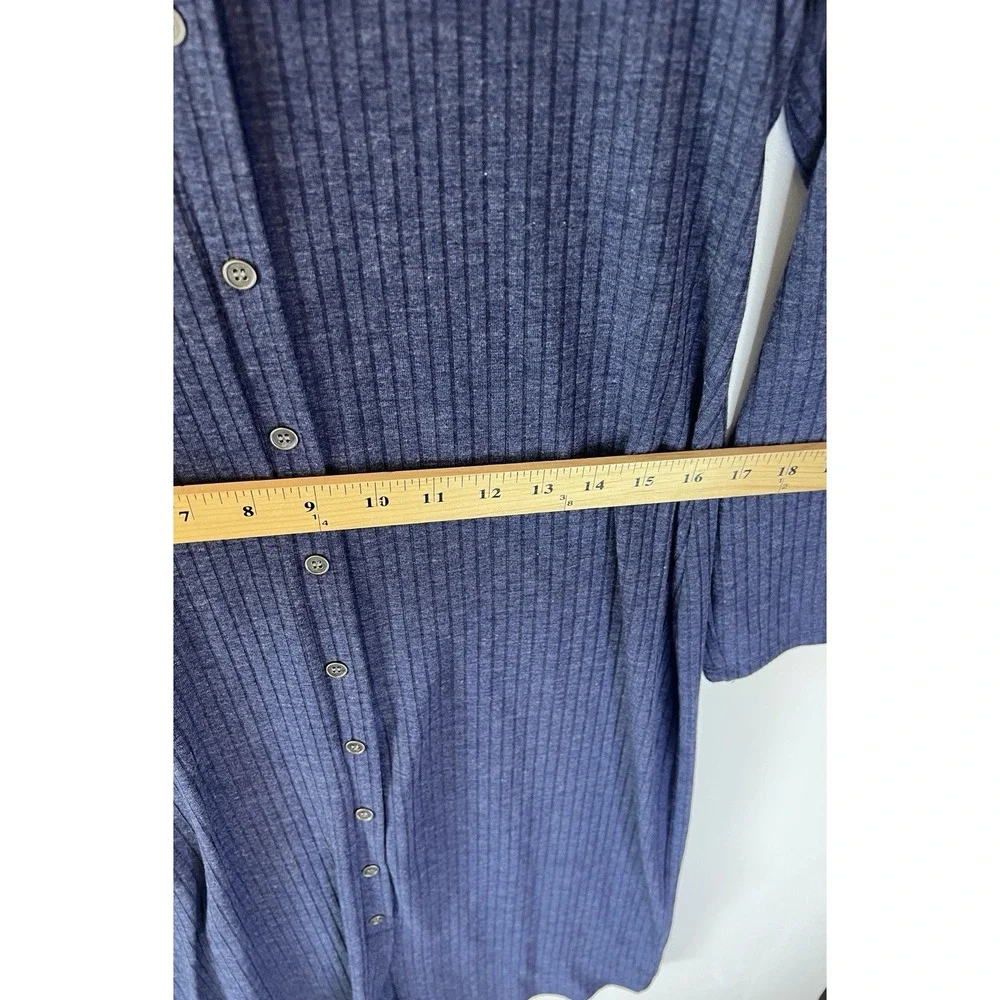 Paper Doll Ribbed Blue Sweater Dress‎ Women L Comfort Cozy Minimal Buttons Long - Picture 9 of 9
